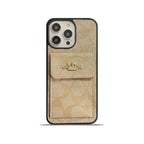 Classic iPhone Case With Card Holder Wallet Coffee -SZK240425