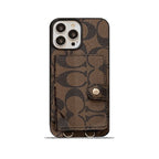 Classic iPhone Case With Wallet And Strap Brown -SZK240402