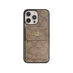 Classic iPhone Case With Card Holder Wallet Light Brown -SZK240425