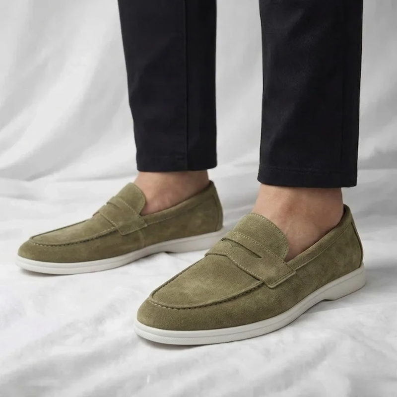 Fallon - Classic Suede Penny Loafers | By Julian & Claire Toronto