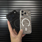 Premium Leather MagSafe-Compatible iPhone Case with Snow Texture Finish
