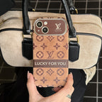 Luxury Brown & Black Classic Leather iPhone Case