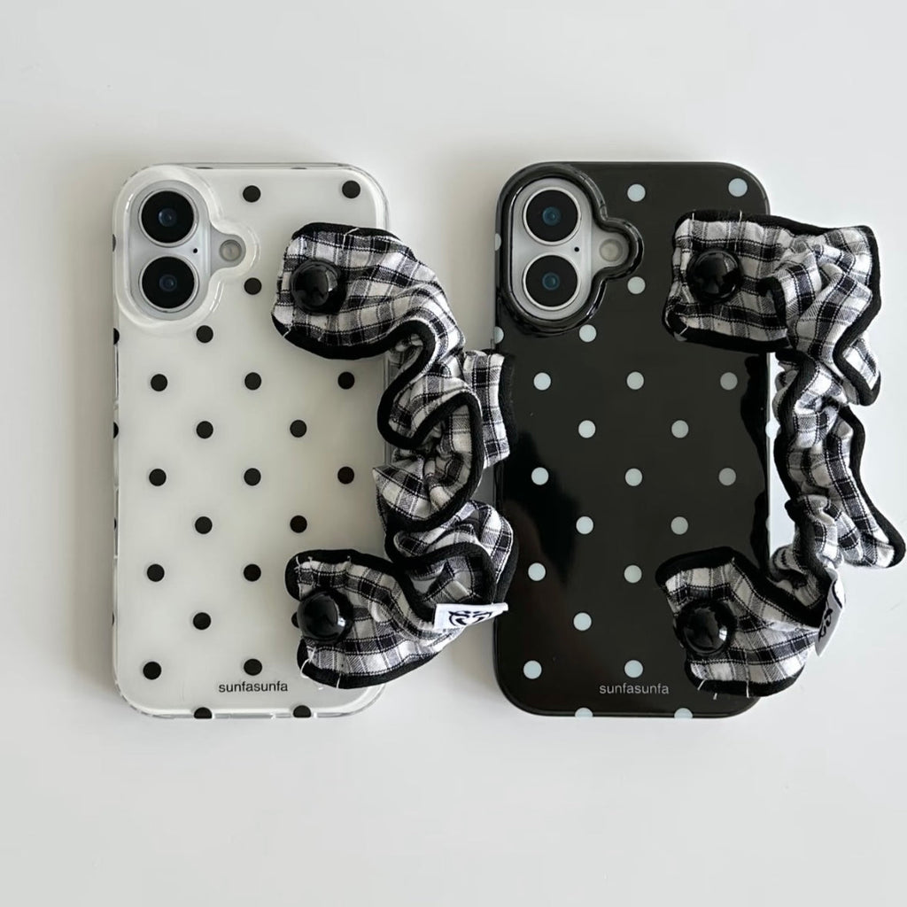 black and white polka dots- iphone case