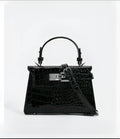 Crocodile-Print Light Luxury Kelly Bag