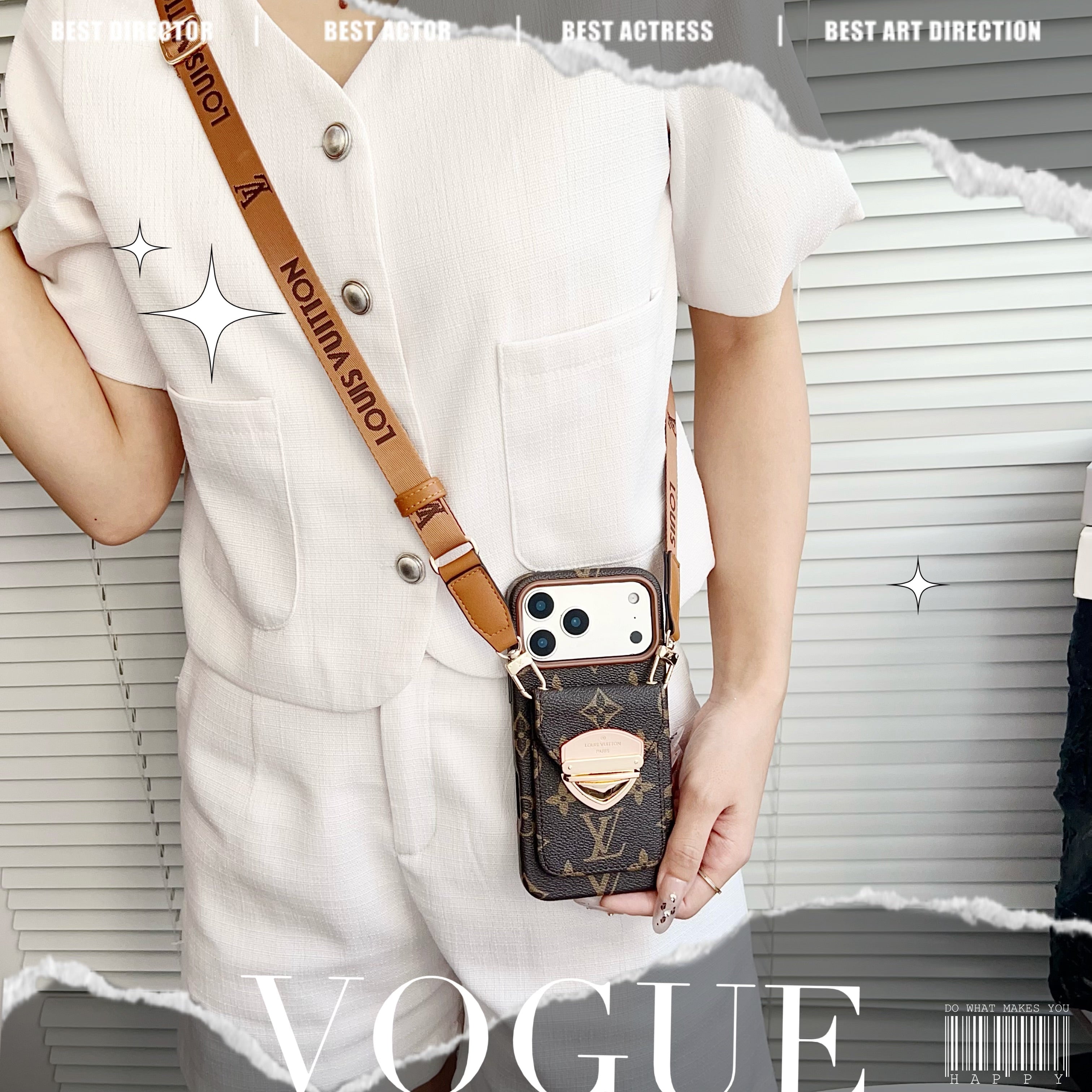 Luxury Crossbody iPhone Case with Card Pocket & Detachable Strap