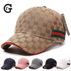Patterned Canvas Baseball Cap with Striped Accent