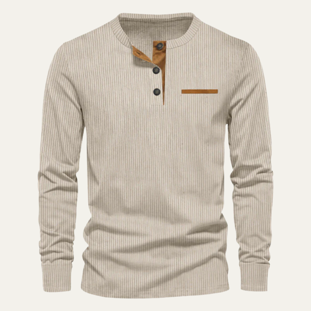 William - Textured Long Sleeve Henley Shirt | By Julian & Claire Toronto