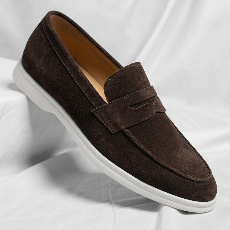 Fallon - Classic Suede Penny Loafers | By Julian & Claire Toronto