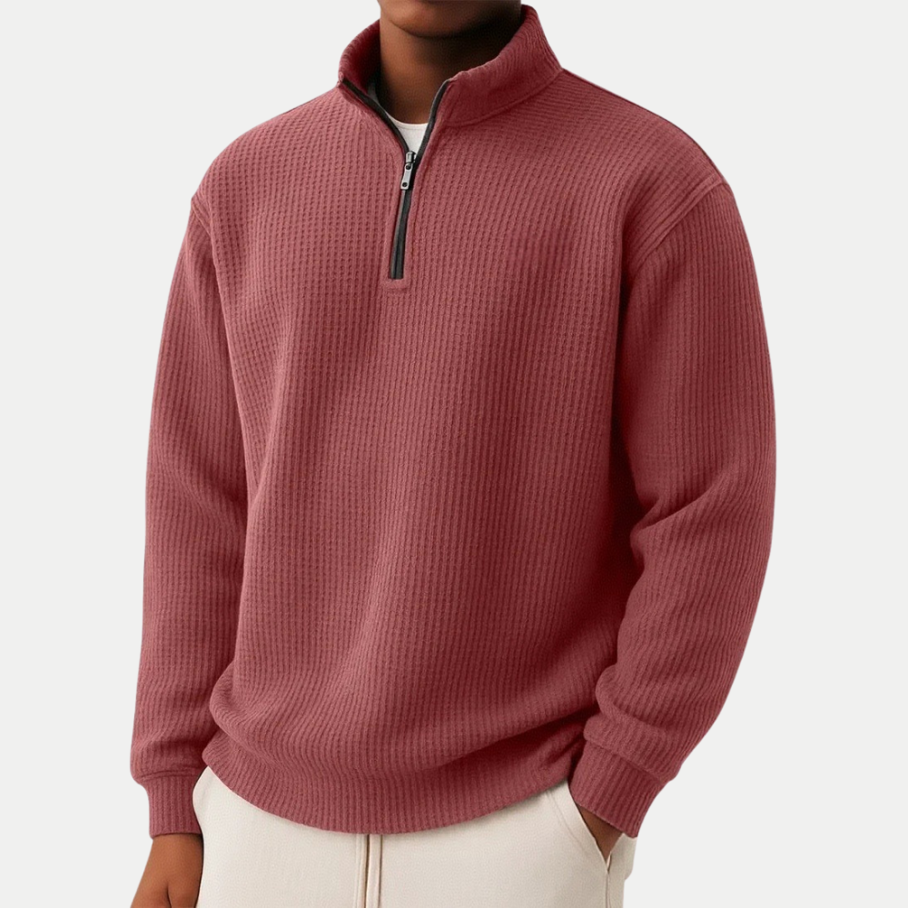 Red Chase - Zip Sweater | By Julian & Claire Toronto
