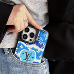 Luxury Blue Leather iPhone Case