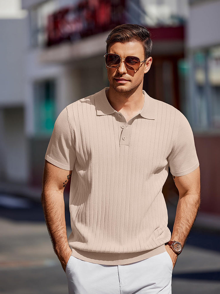 Dex - Casual Ribbed Knitted Polo | By Julian & Claire Toronto