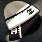 Black and white two-tone knit hat