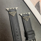 Double Triangle Monogram Label Leather Apple Watch Band