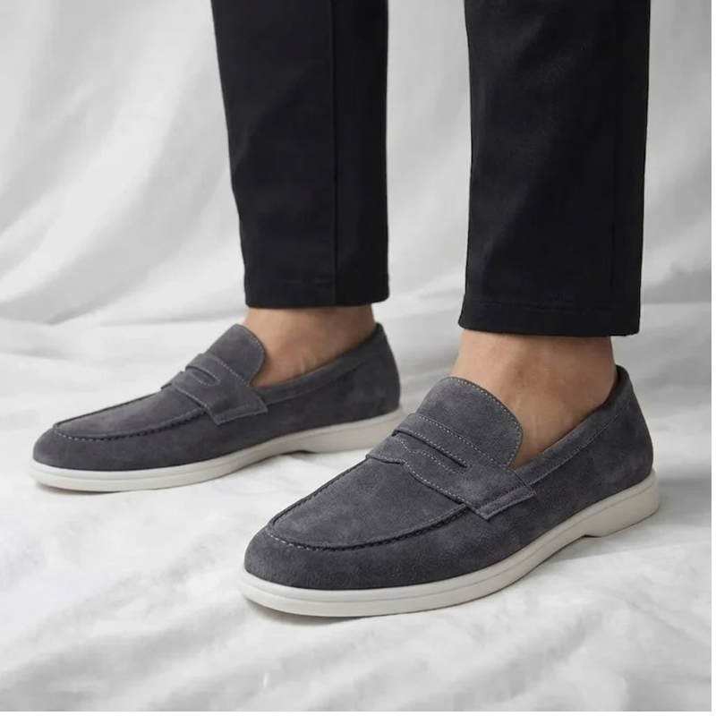 Fallon - Classic Suede Penny Loafers | By Julian & Claire Toronto