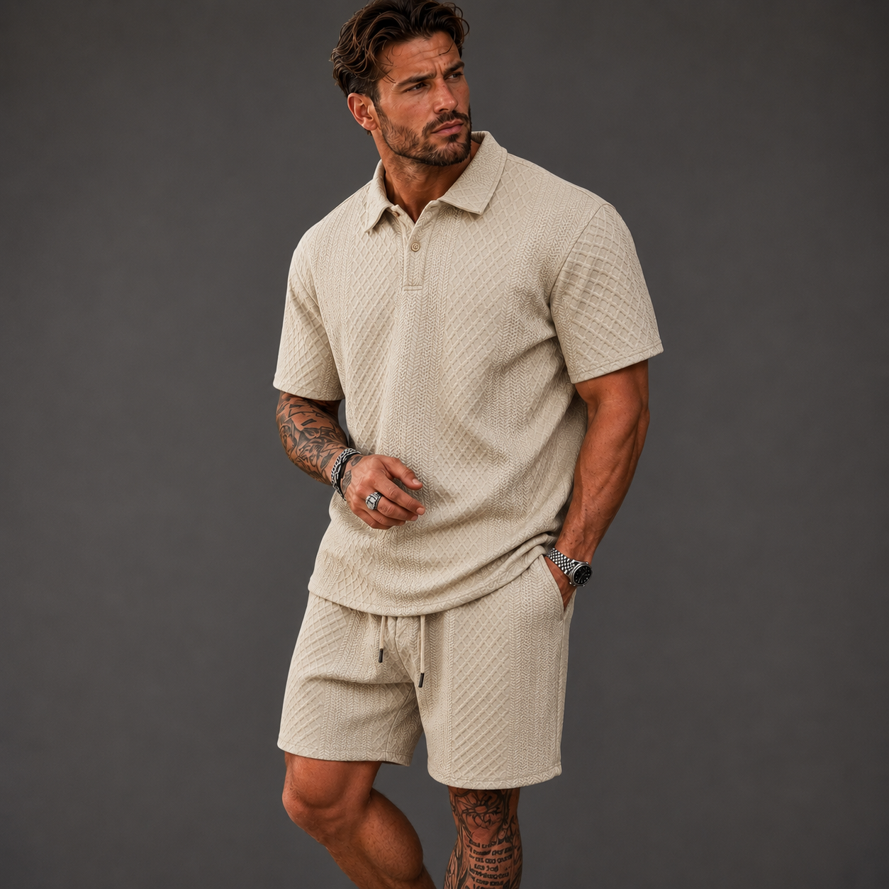 Richard - Textured Polo & Shorts Set | By Julian & Claire Toronto