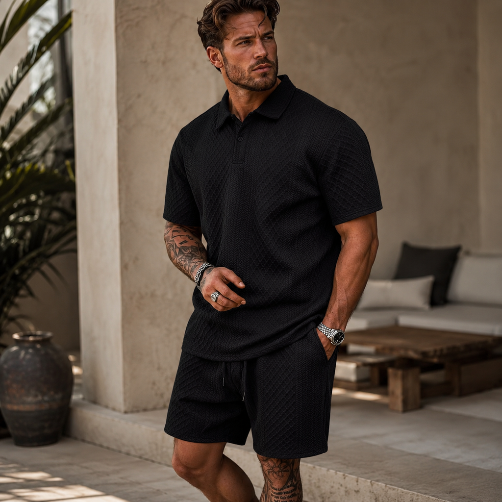 Richard - Textured Polo & Shorts Set | By Julian & Claire Toronto