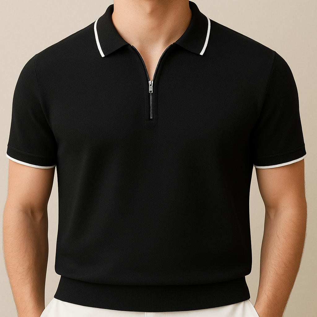 Ryan - Knitted Zipper Polo Shirt | By Julian & Claire Toronto