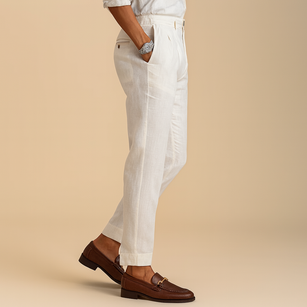 Jordan - Pleated Tapered Trousers | By Julian & Claire Toronto