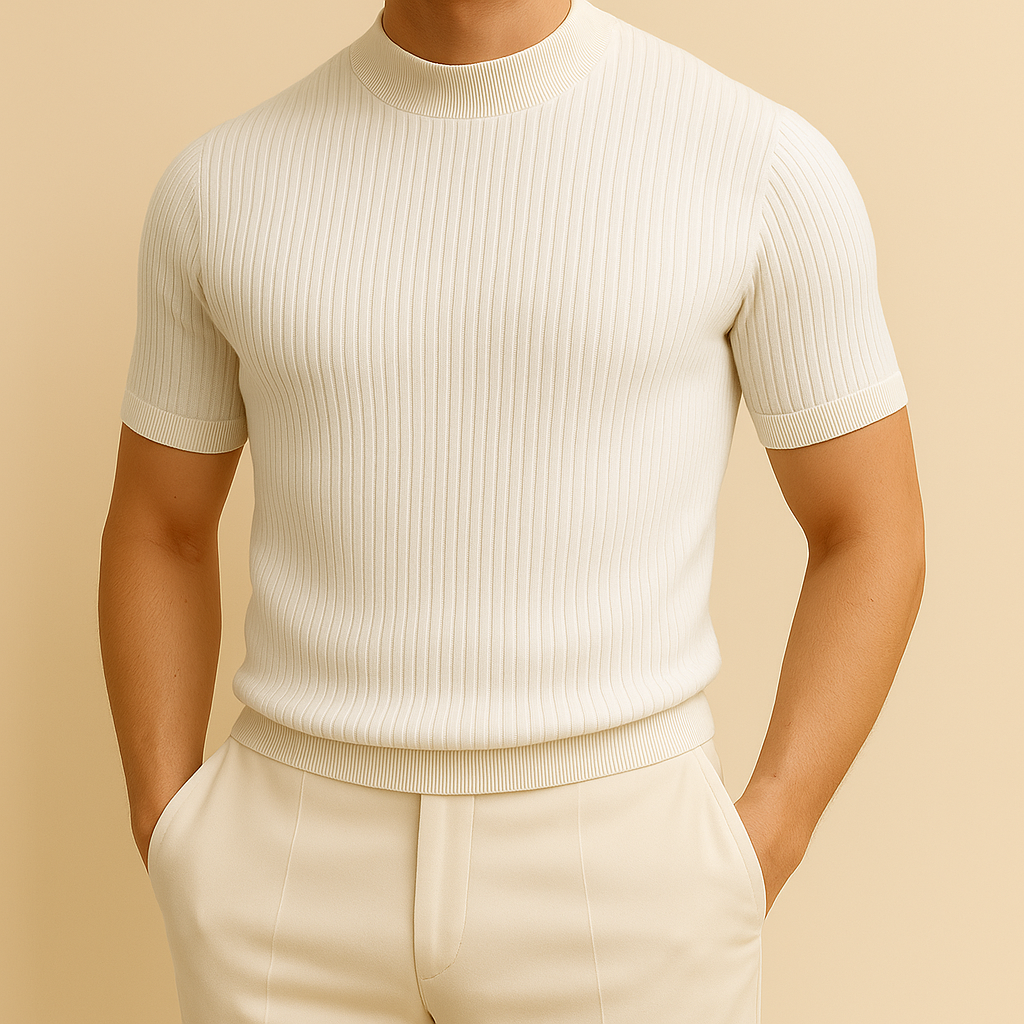 David - Turtleneck Ribbed Knit Tee | By Julian & Claire Toronto