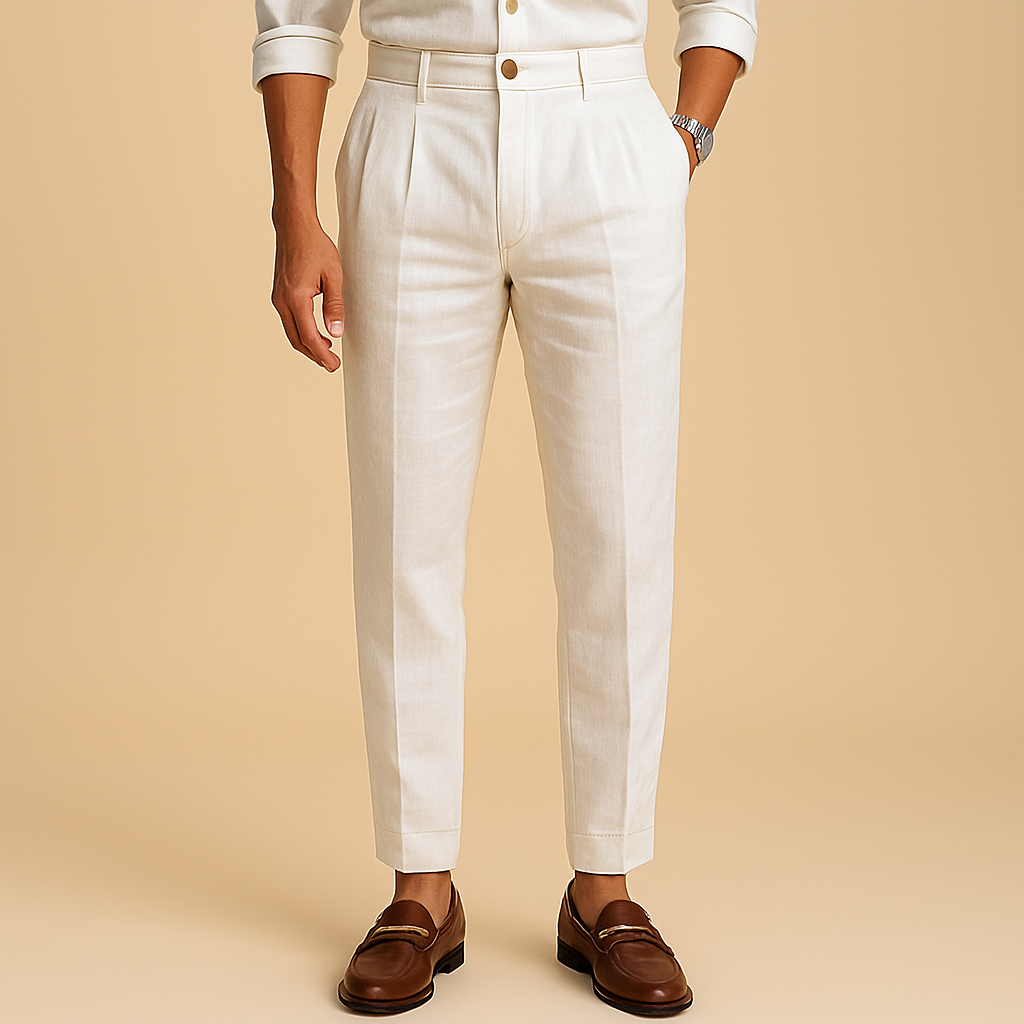 Jordan - Pleated Tapered Trousers | By Julian & Claire Toronto