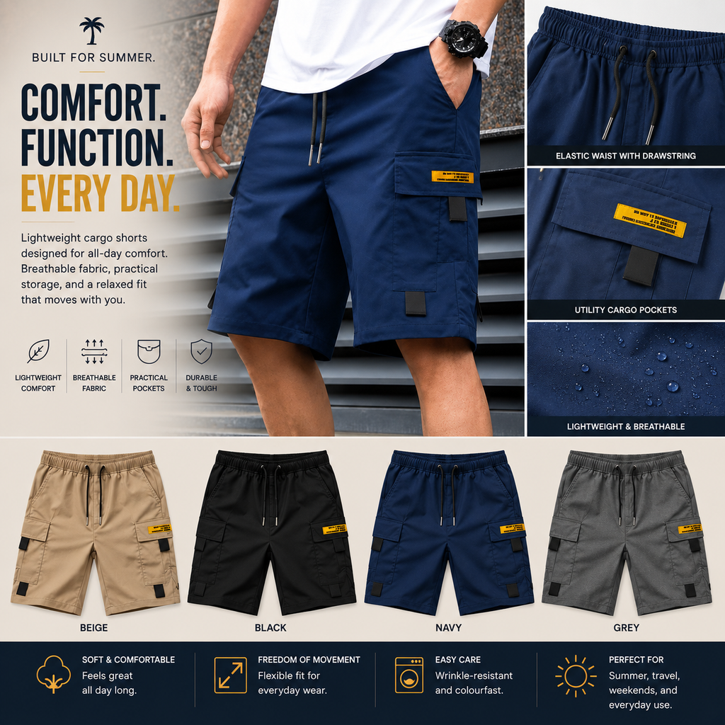 Norman - Casual Multi-Pocket Cargo Shorts | By Julian & Claire Toronto