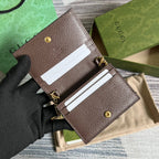 Ophidia GG Card Case Wallet Supreme Canvas Beige For Women‎ 4.3in/11cm 523155 96IWG 8745