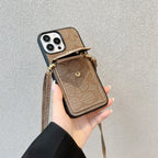 Classic iPhone Case With Card Holder And Strap Light Brown -SJ240513