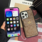 Classic iPhone Case With Card Holder Wallet Light Brown -SZK240425