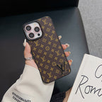 Luxury Black Logo Leather iPhone Case