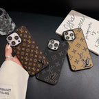 Luxury Black Logo Leather iPhone Case