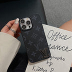 Luxury Black Logo Leather iPhone Case