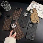 Luxury Black Logo Leather iPhone Case