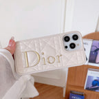 Fashion Gold Logo Leather iPhone Case