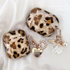 Leopard Girl AirPods Case with Pearl Keychain Loop