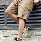 Khaki - Norman - Casual Multi-Pocket Cargo Shorts | By Julian & Claire Toronto