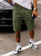 Army Green Elias -  Multi-Pocket Cargo Shorts | By Julian & Claire Toronto