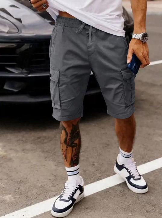 Dark Gray Elias -  Multi-Pocket Cargo Shorts | By Julian & Claire Toronto