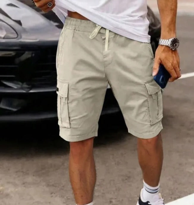 Beige Elias -  Multi-Pocket Cargo Shorts | By Julian & Claire Toronto