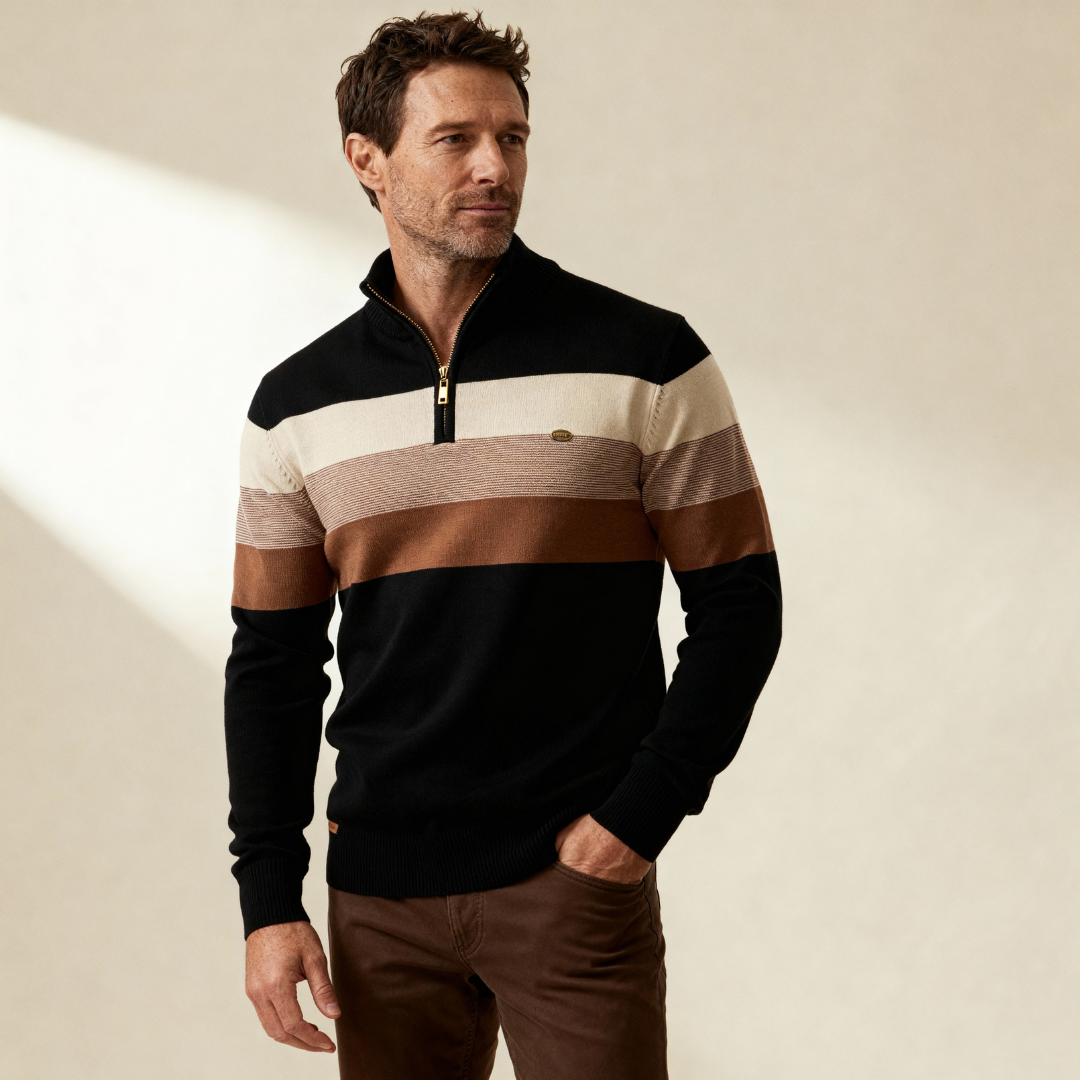 Callen - Stretch Knit Quarter-Zip Sweater | By Julian & Claire Toronto