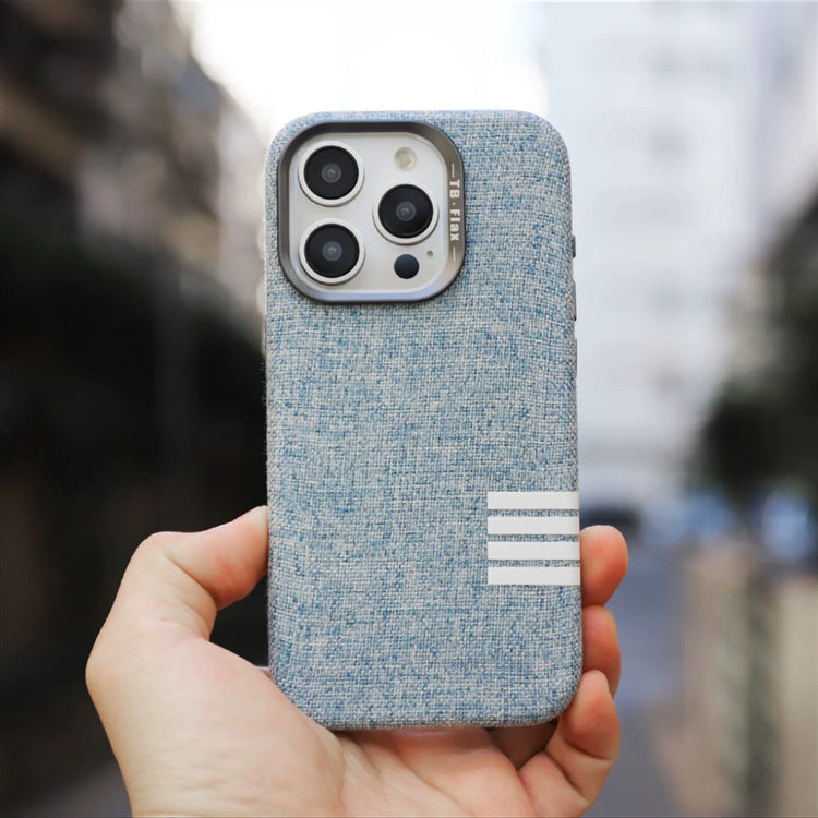 Premium vintage linen fabric magnetic phone case for iPhone