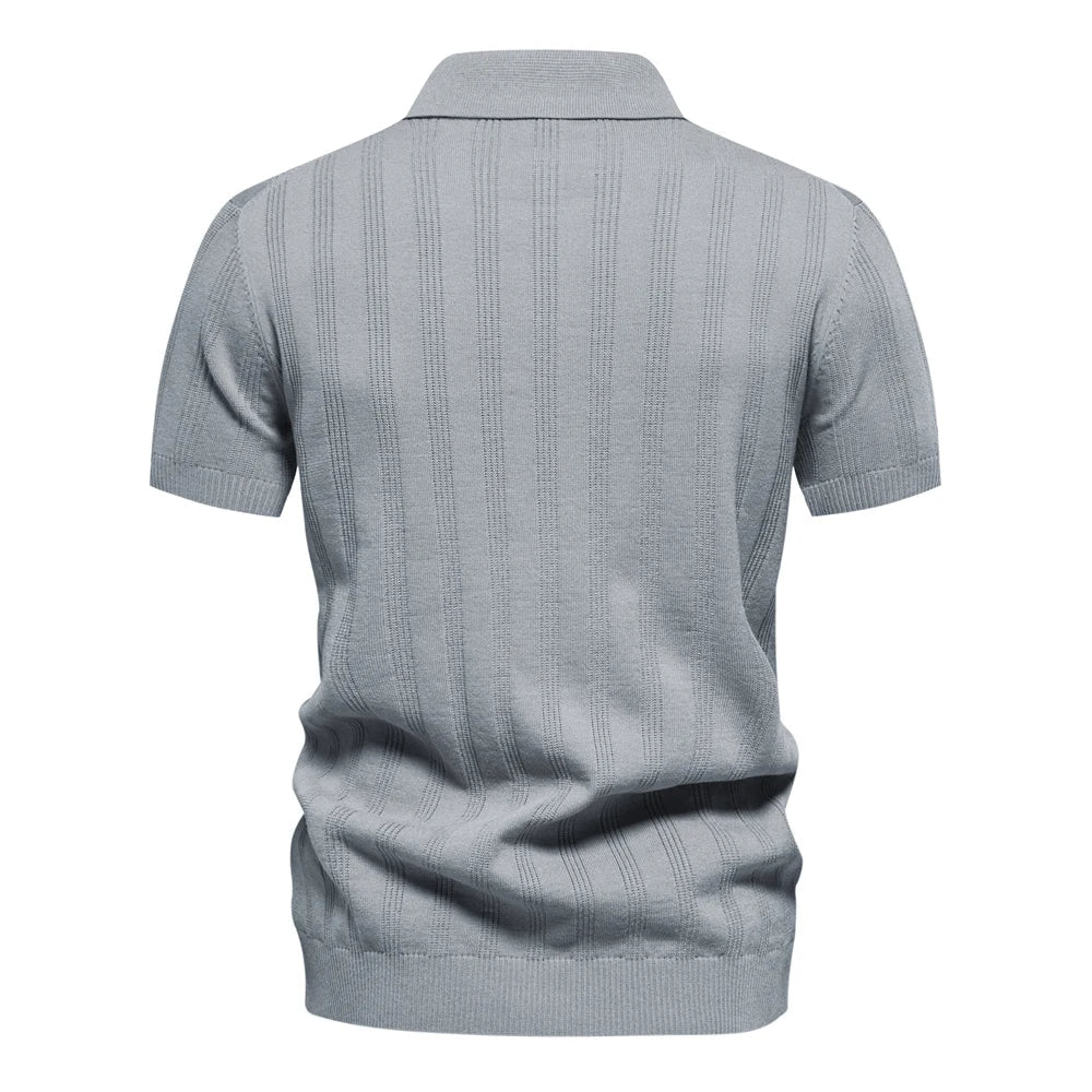 Brady - Classic Ribbed Knit Polo Shirt | By Julian & Claire Toronto