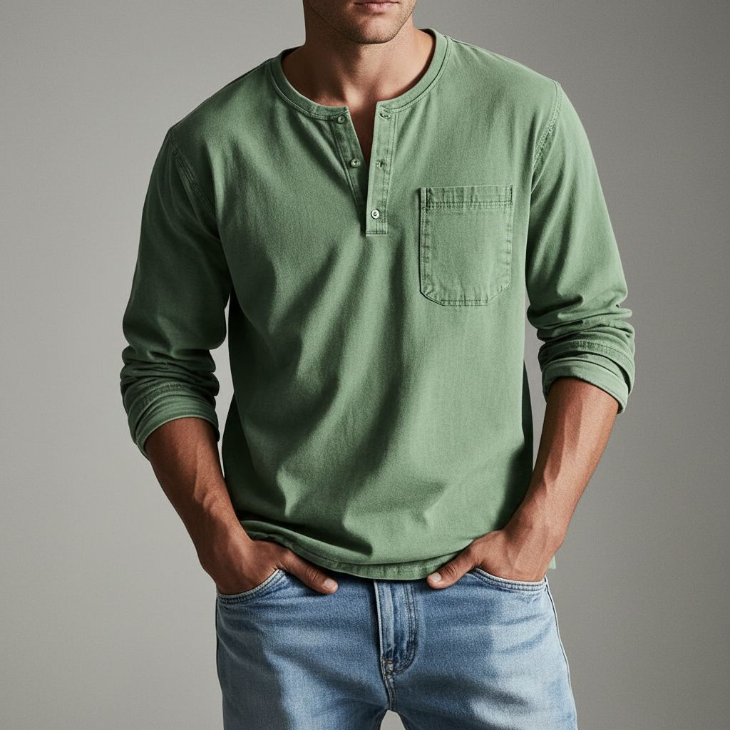 John - Relaxed Casual Henley Shirt | By Julian & Claire Toronto