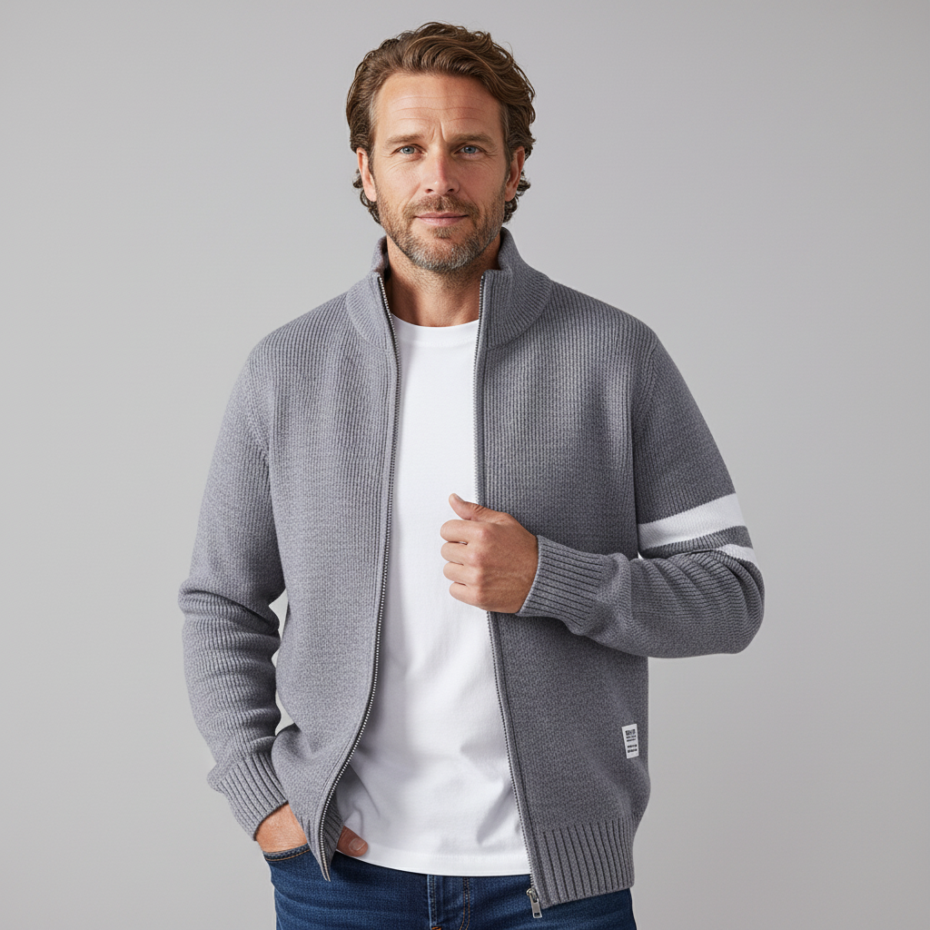 Christopher - Classic Ribbed Zip Sweater | By Julian & Claire Toronto
