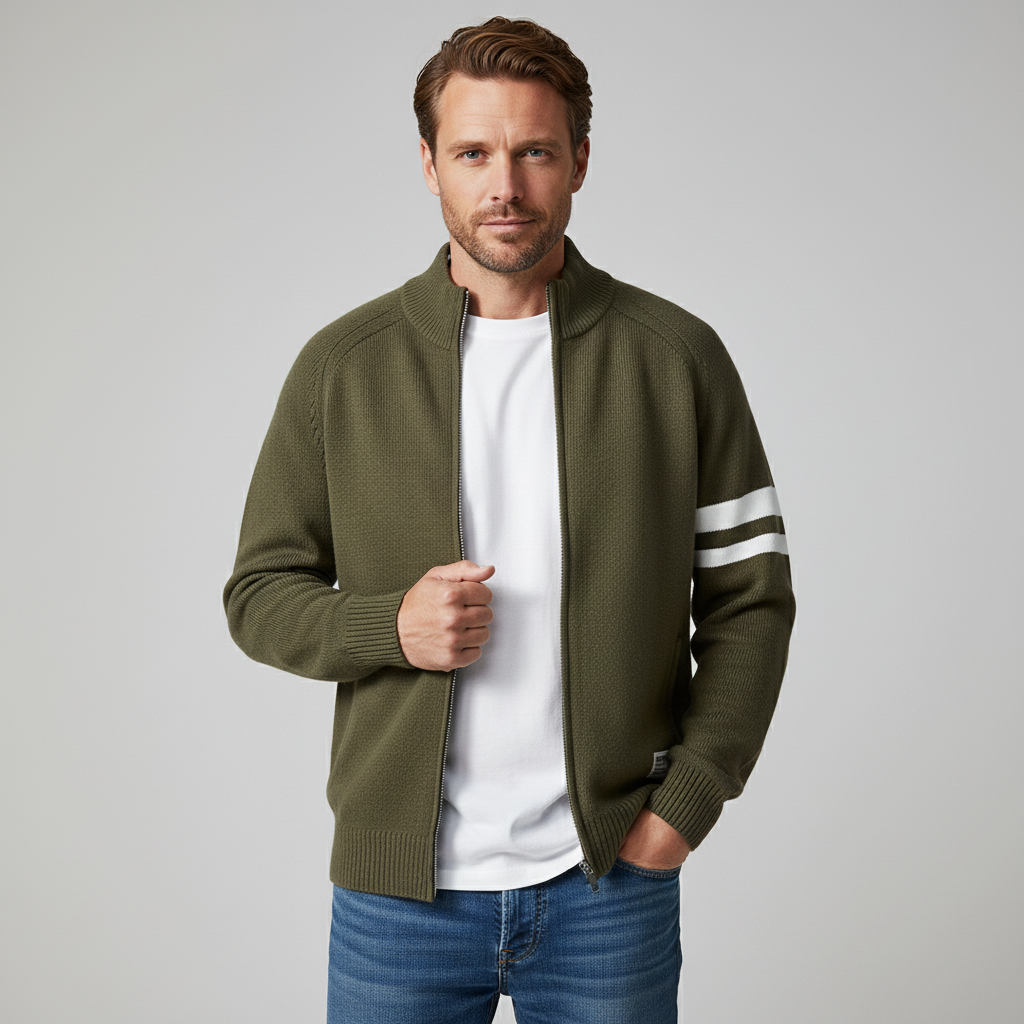 Christopher - Classic Ribbed Zip Sweater | By Julian & Claire Toronto