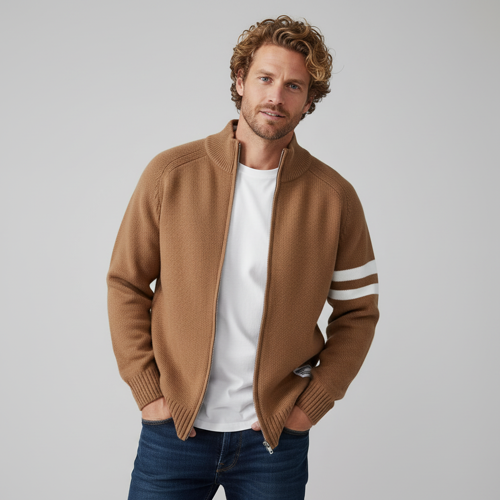 Christopher - Classic Ribbed Zip Sweater | By Julian & Claire Toronto