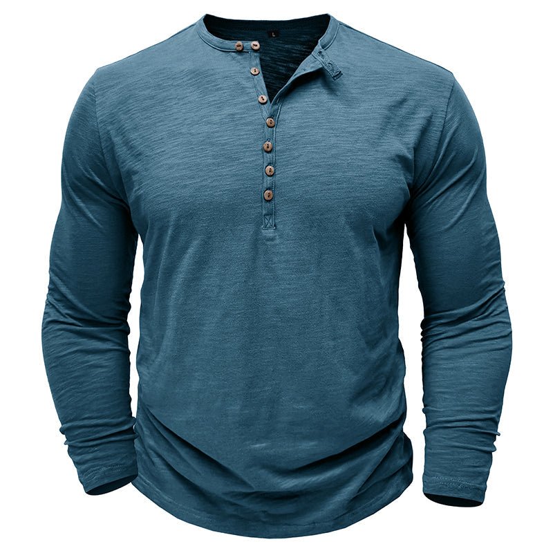 Gerald - Classic Long Sleeve Henley Shirt | By Julian & Claire Toronto
