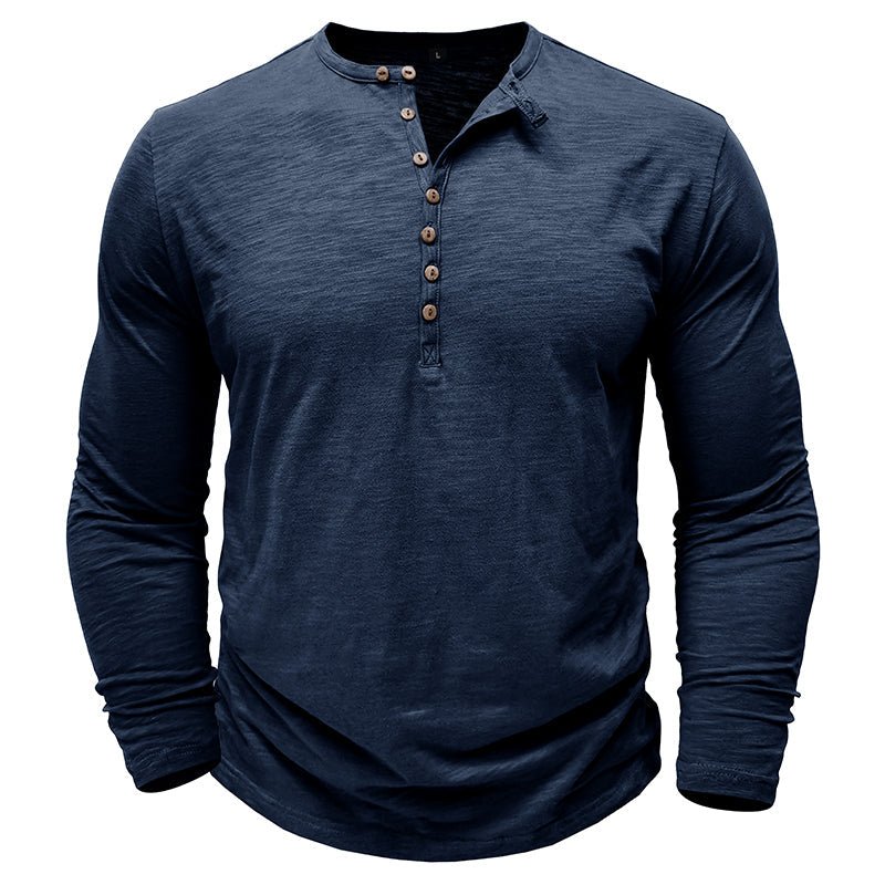 Gerald - Classic Long Sleeve Henley Shirt | By Julian & Claire Toronto