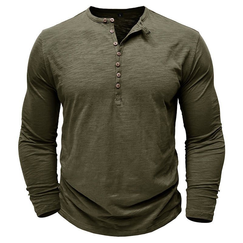 Gerald - Classic Long Sleeve Henley Shirt | By Julian & Claire Toronto