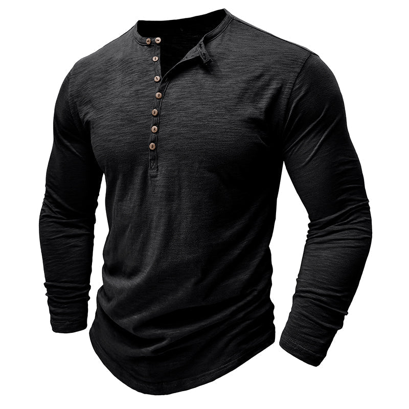 Gerald - Classic Long Sleeve Henley Shirt | By Julian & Claire Toronto
