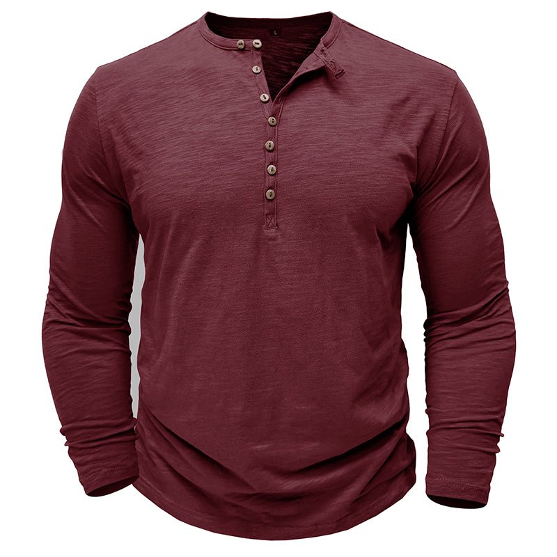 Gerald - Classic Long Sleeve Henley Shirt | By Julian & Claire Toronto